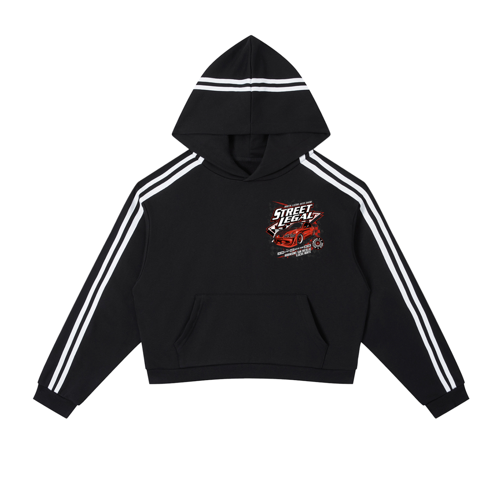 Gestreifter Cropped Hoodie mit Kontraststreifen