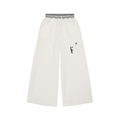 Gestreifte Hose mit weitem Bein und Gummizug in der Taille