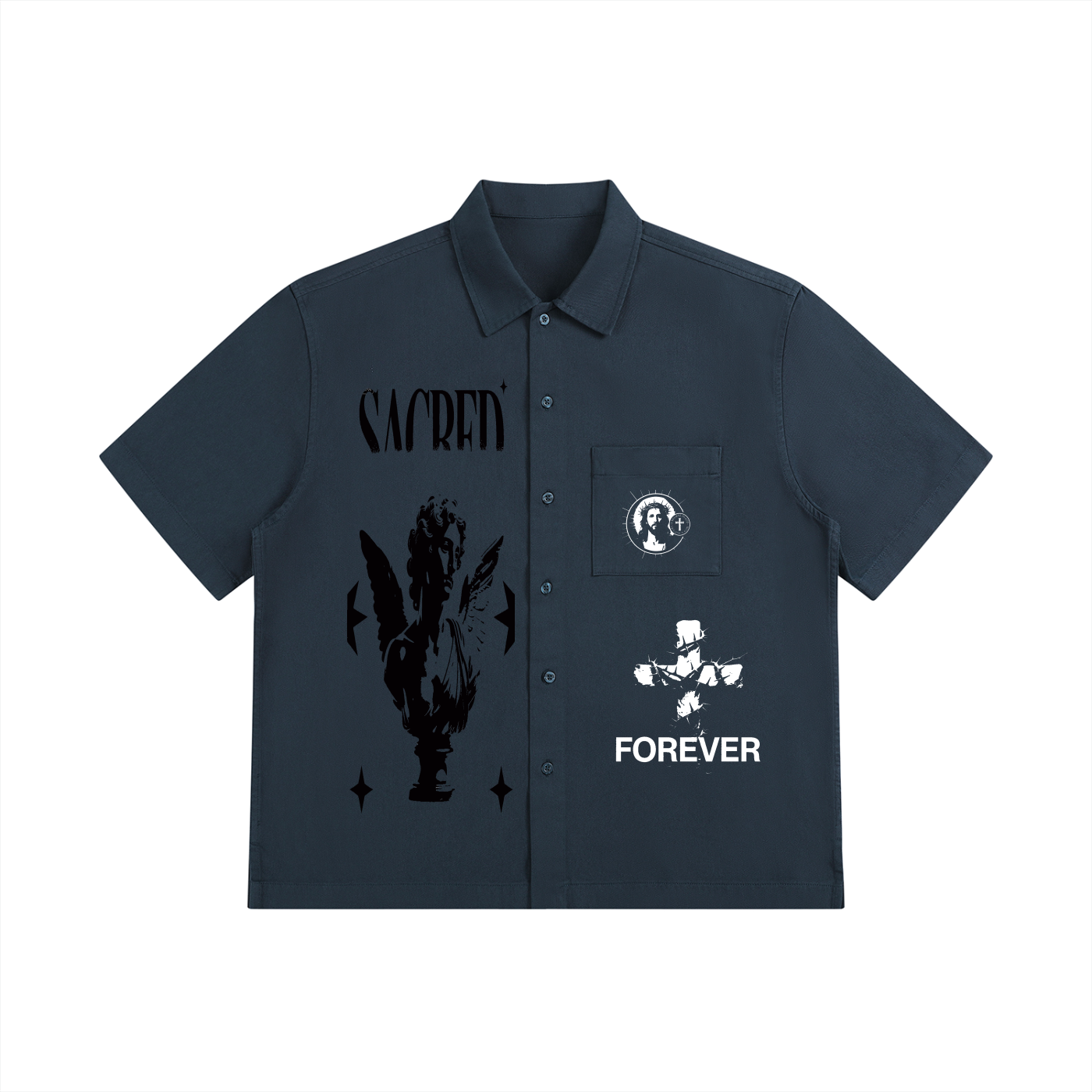Unisex Boxy Patch Pocket Short Sleeve Shirt