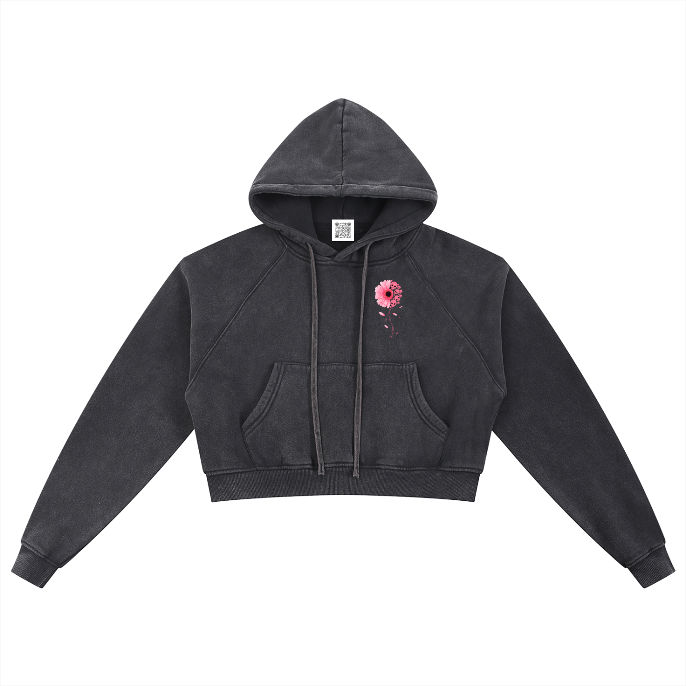 Verwaschener Cropped Hoodie