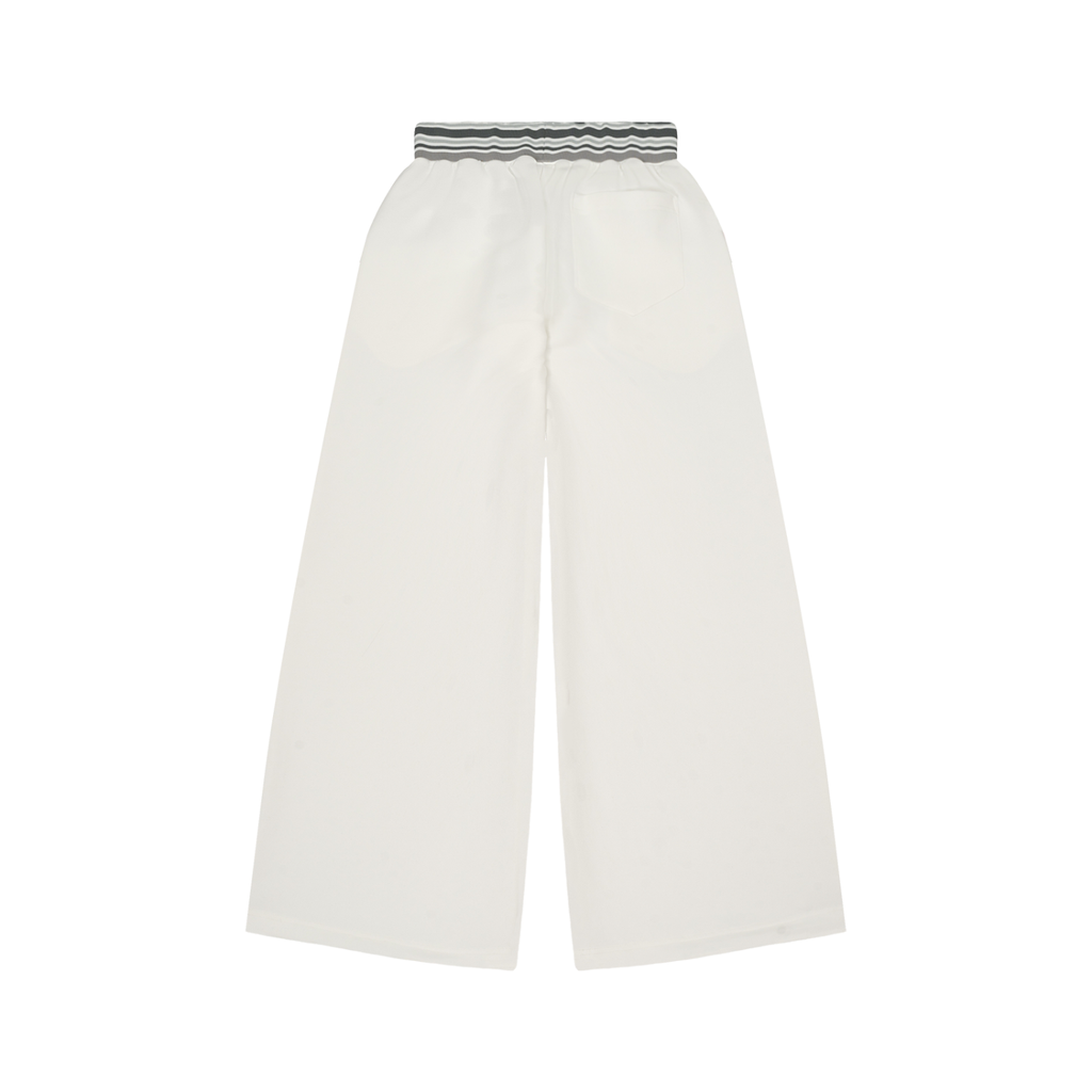 Gestreifte Hose mit weitem Bein und Gummizug in der Taille