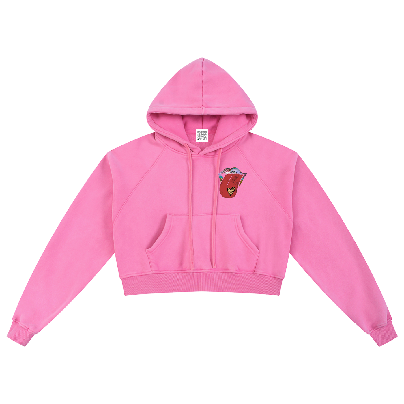 Kurzer Kapuzenpullover in Snow Washed-Optik
