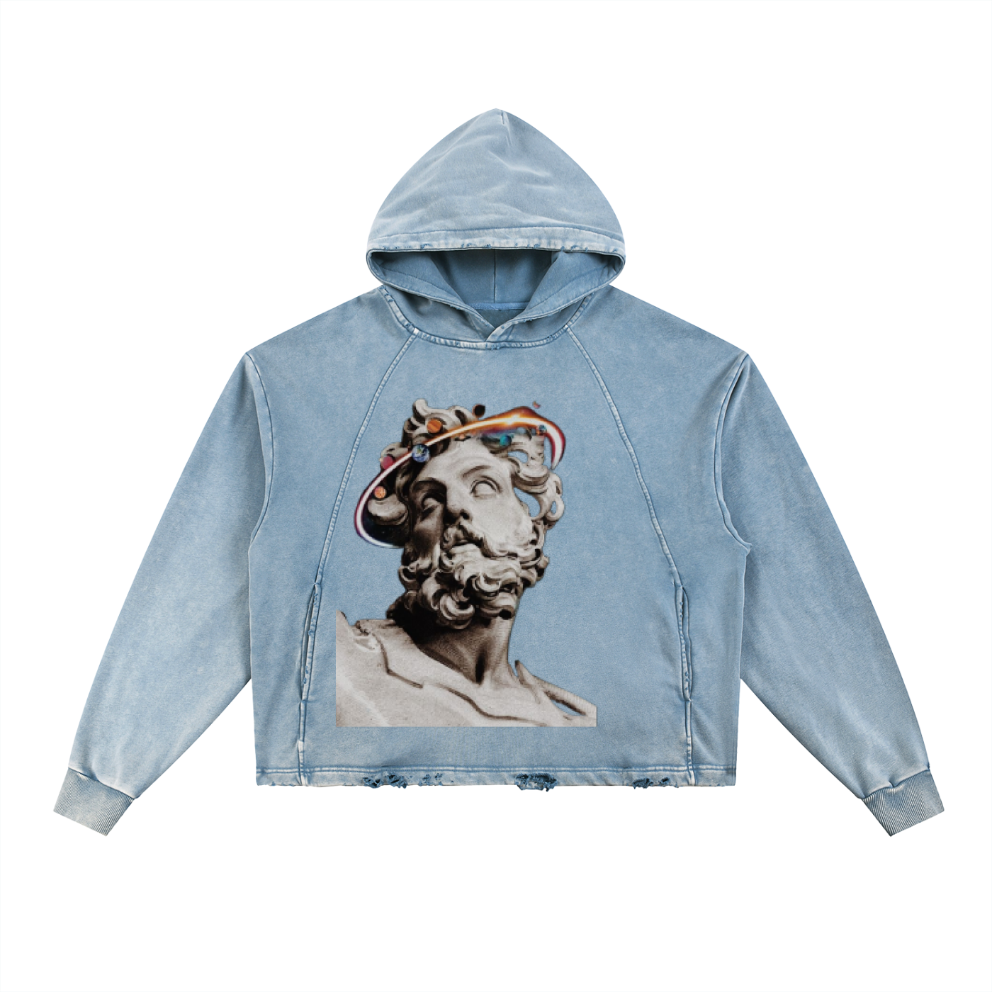 Vintage Washed Frayed-Hem Hoodie