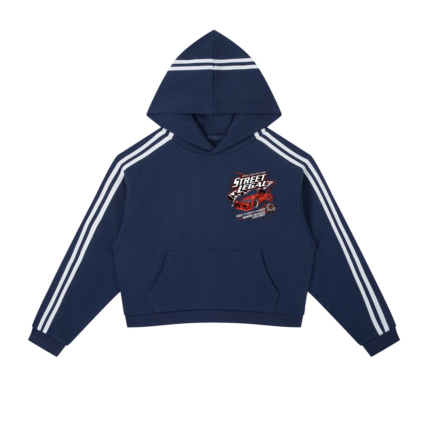 Gestreifter Cropped Hoodie mit Kontraststreifen