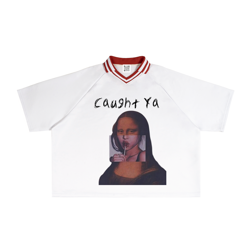 Contrast Lapel Collar Boxy T-Shirt