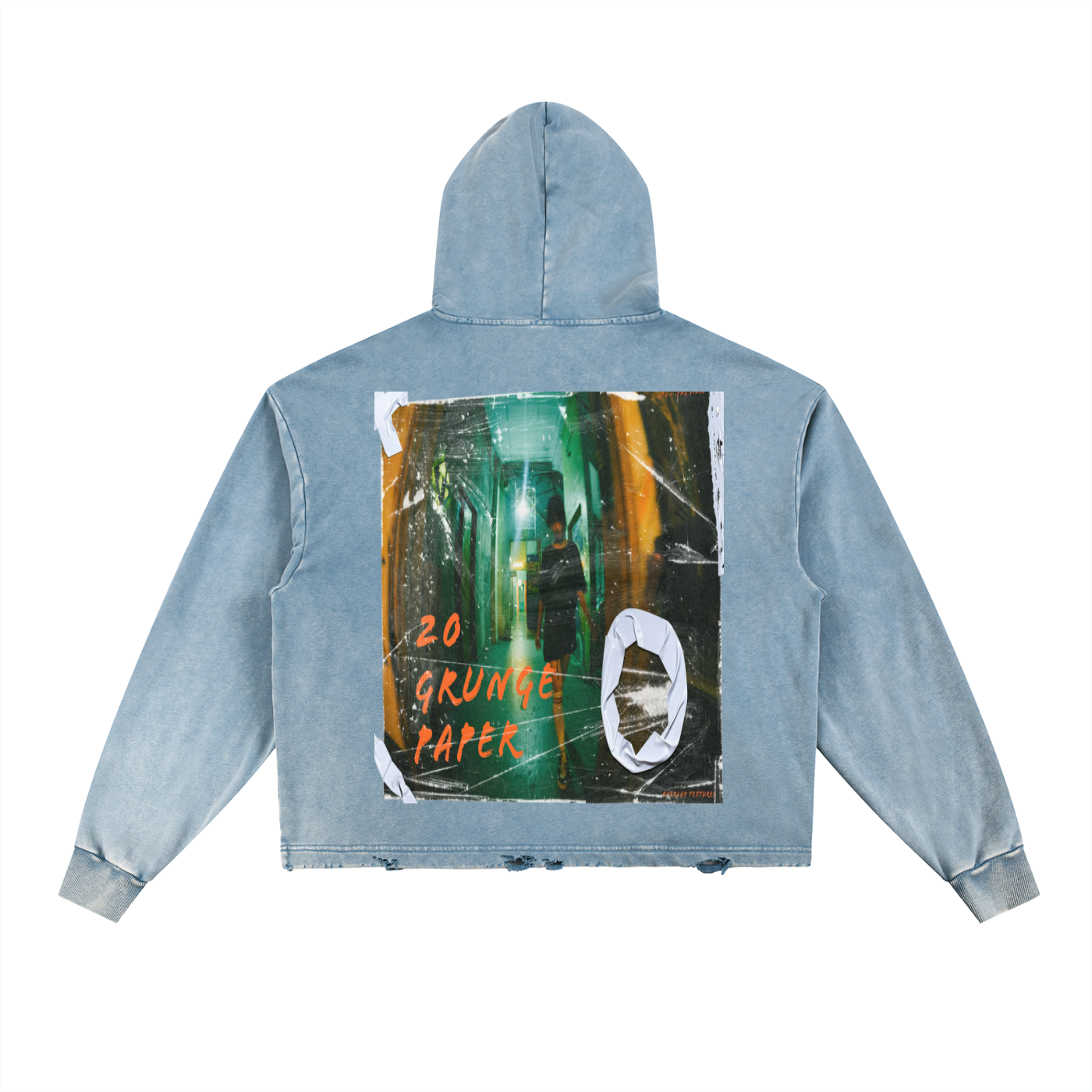 Vintage Washed Frayed-Hem Hoodie