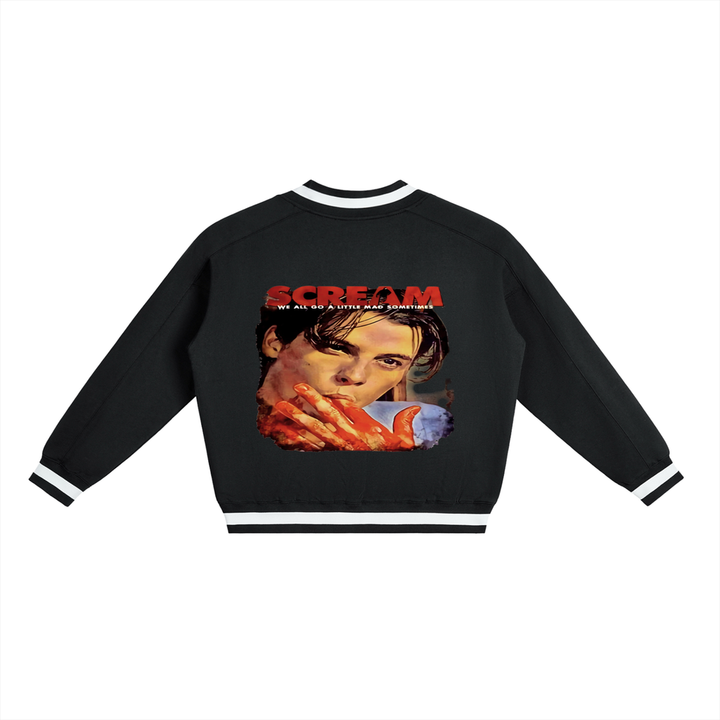 V-Ausschnitt Boxy Sweatshirt mit Kontrastkragen