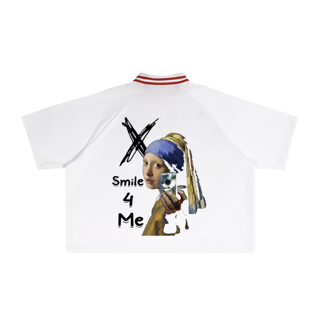 Contrast Lapel Collar Boxy T-Shirt