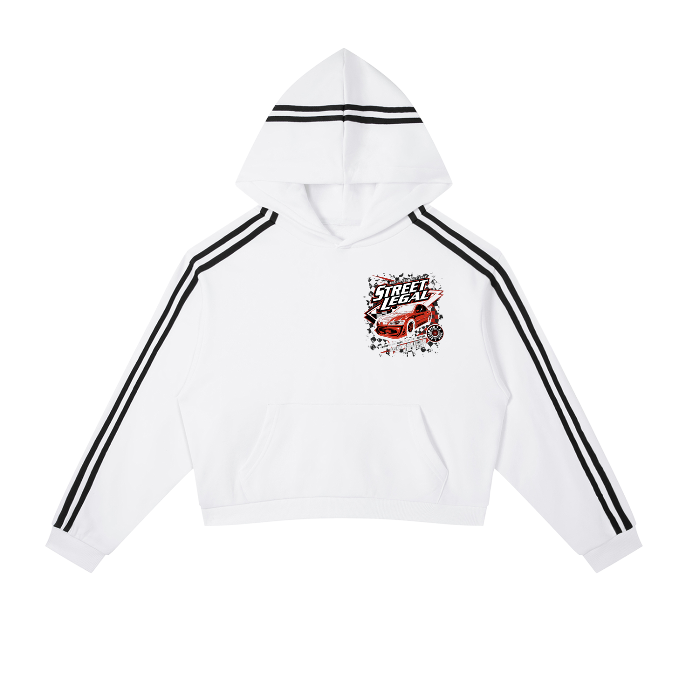 Gestreifter Cropped Hoodie mit Kontraststreifen