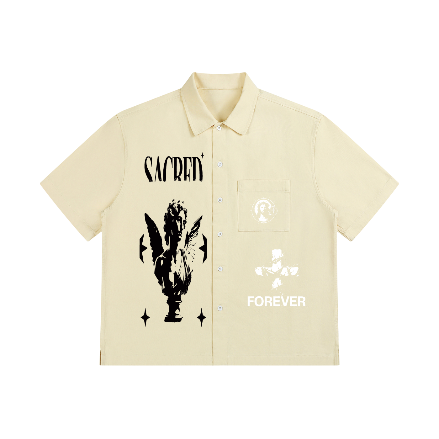 Unisex Boxy Patch Pocket Short Sleeve Shirt