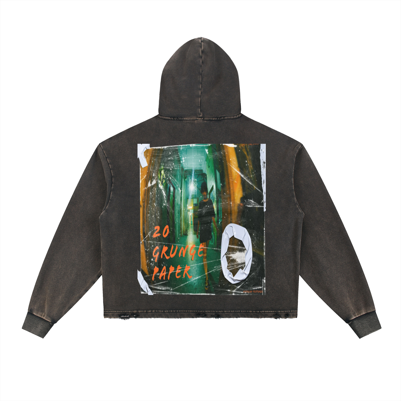 Vintage Washed Frayed-Hem Hoodie