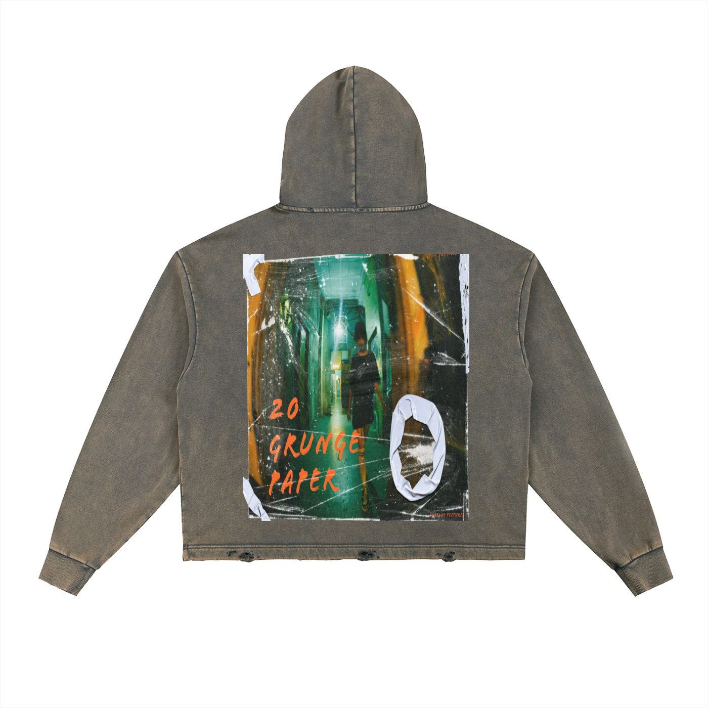 Vintage Washed Frayed-Hem Hoodie