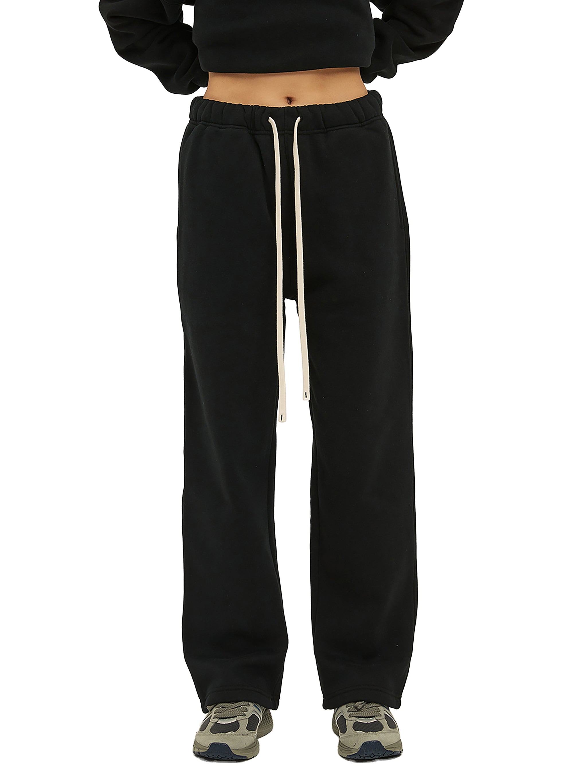 Unisex-Fleecehose mit geradem Bein in Unifarben