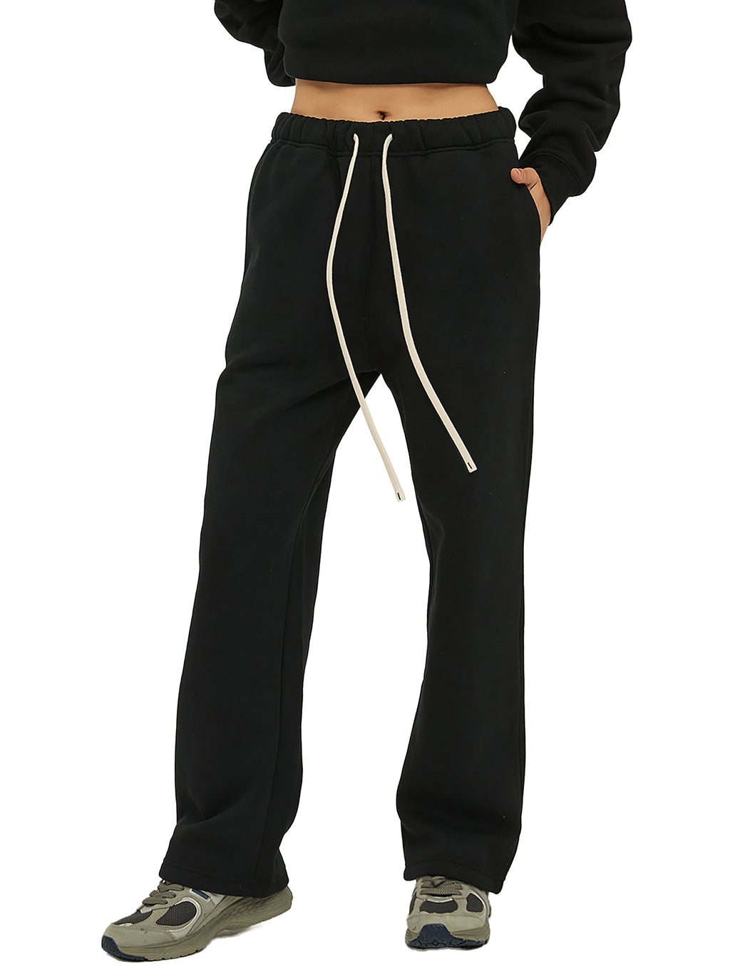 Unisex-Fleecehose mit geradem Bein in Unifarben