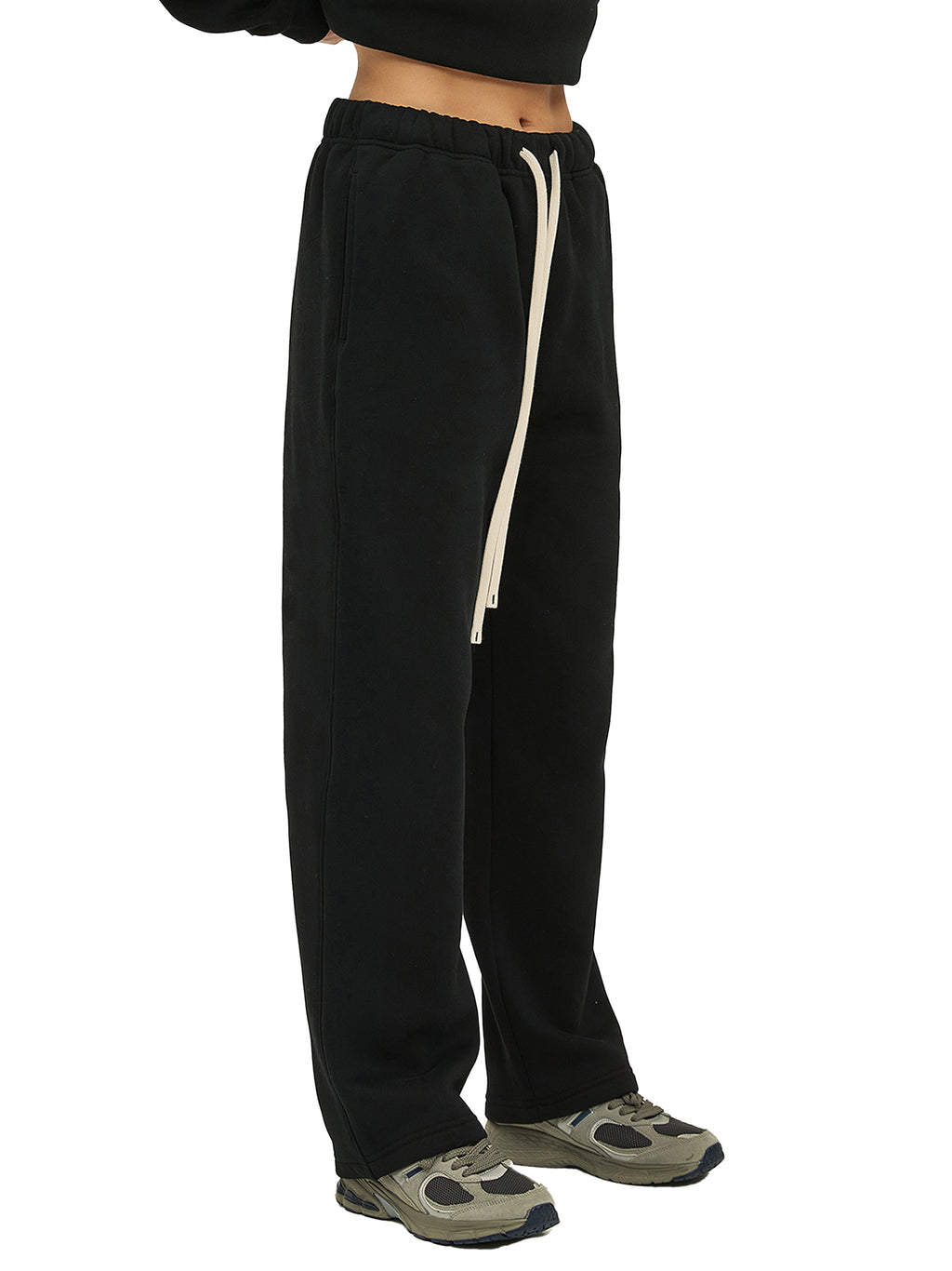 Unisex-Fleecehose mit geradem Bein in Unifarben