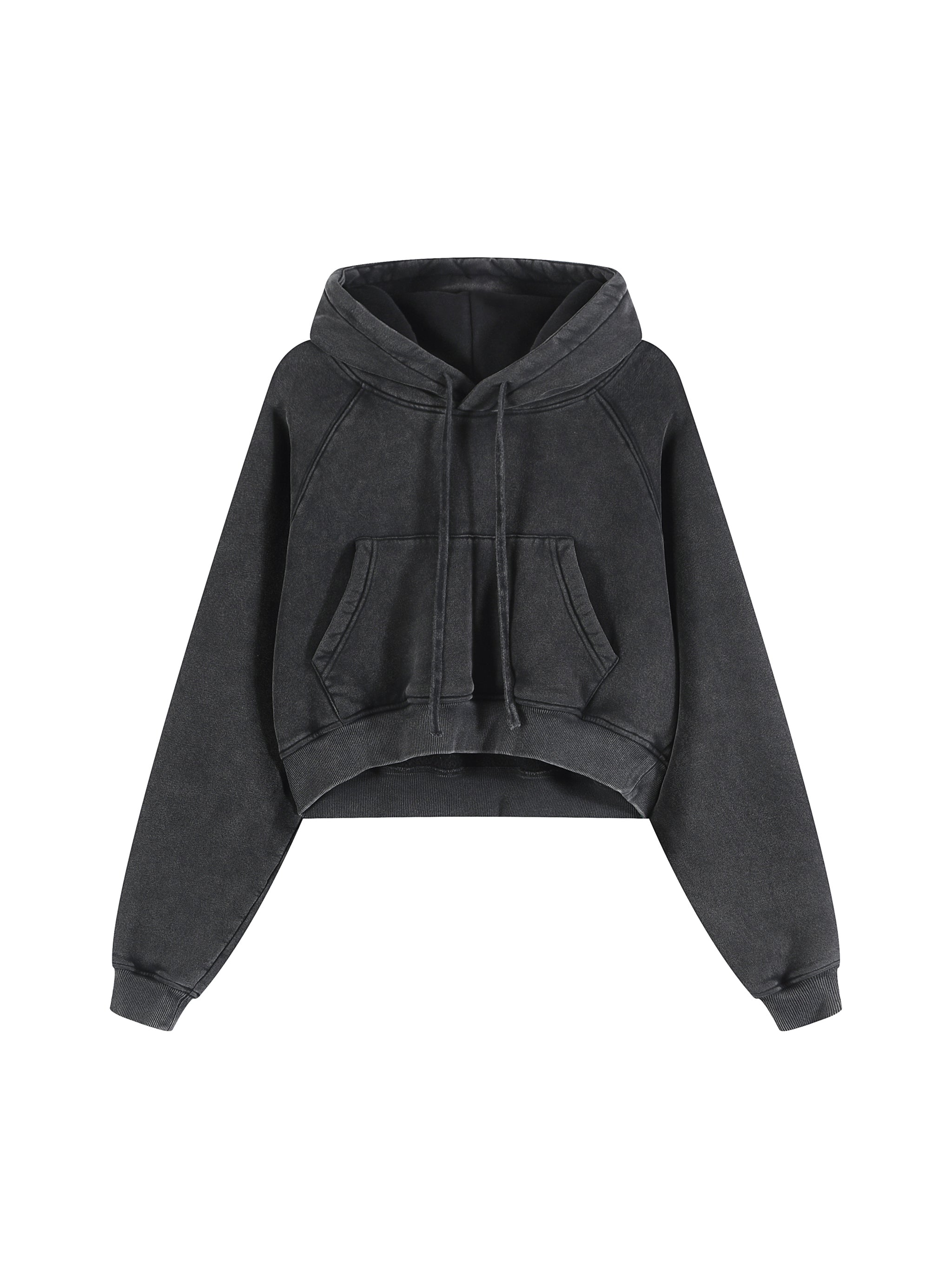 Kurzer Kapuzenpullover in Snow Washed-Optik