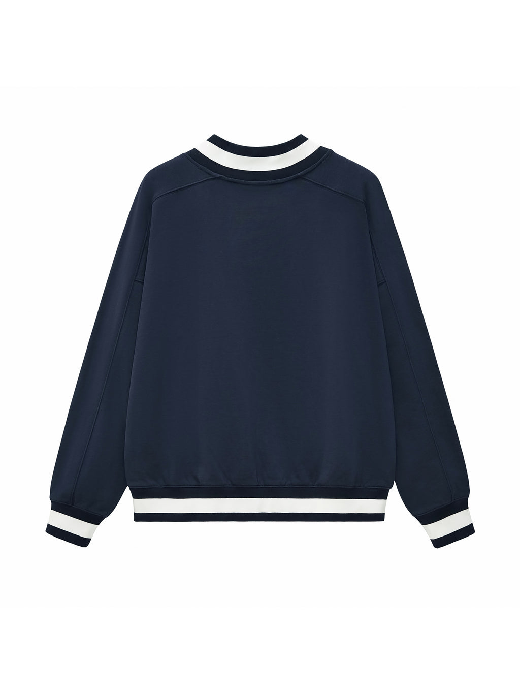 V-Ausschnitt Boxy Sweatshirt mit Kontrastkragen