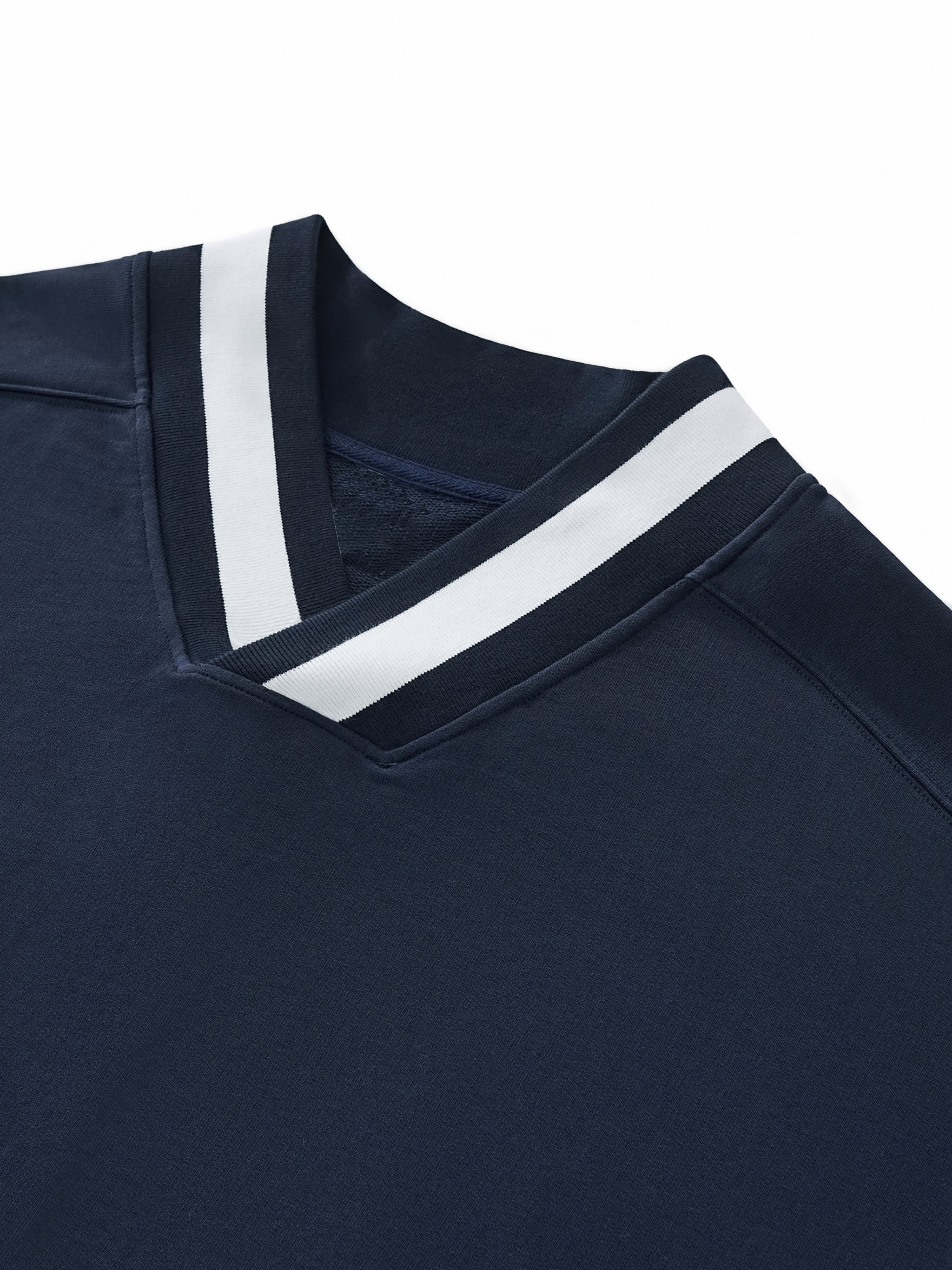 V-Ausschnitt Boxy Sweatshirt mit Kontrastkragen