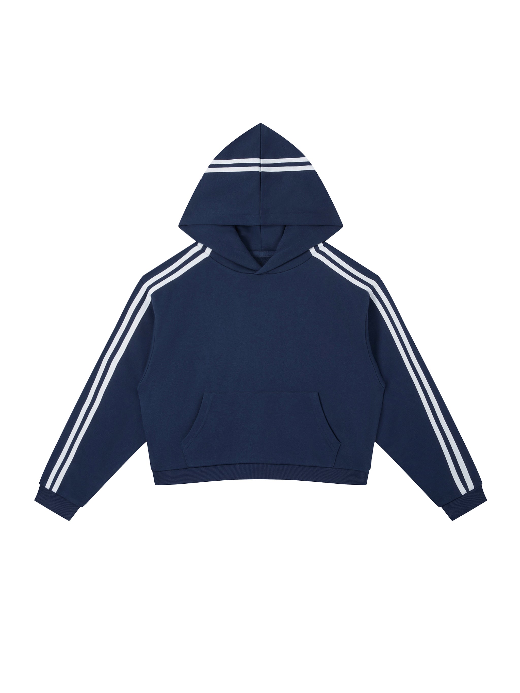 Gestreifter Cropped Hoodie mit Kontraststreifen